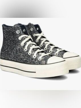 Converse Glitter High-Top Sneakers  Black & White. Treated with Rain Repellent
